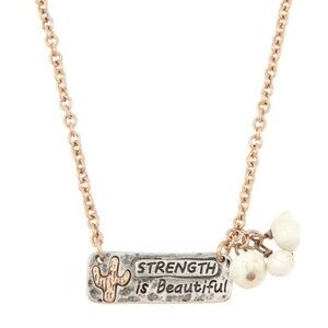 Strength is Beautiful Pendant Bar Necklace - NWT Layering Jewelry Accessories